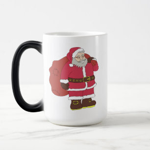 Santa Claus in red with gift bag and eyeglasses   Magic Mug
