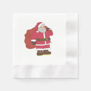 Santa Claus in red with gift bag and eyeglasses  Napkin