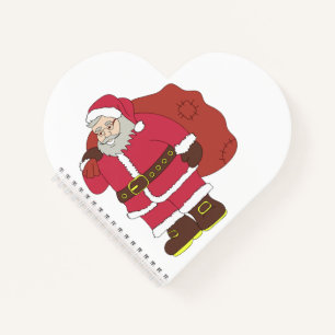 Santa Claus in red with gift bag and eyeglasses Notebook