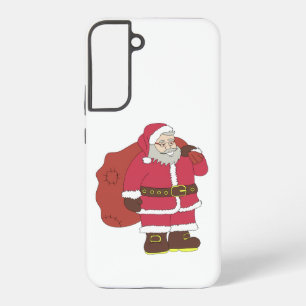 Santa Claus in red with gift bag and eyeglasses Samsung Galaxy Case