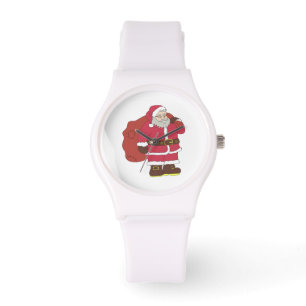 Santa Claus in red with gift bag and eyeglasses Watch