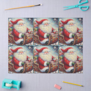 Santa Claus in Sleigh Christmas Decoupage Tissue Paper