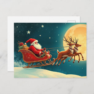 Santa Claus in Sleigh Postcard