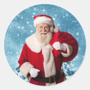 Santa Claus in Snow Classic Round Sticker