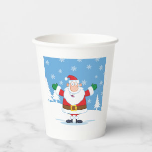 Santa Claus in Snowy Winter Scene Paper Cups