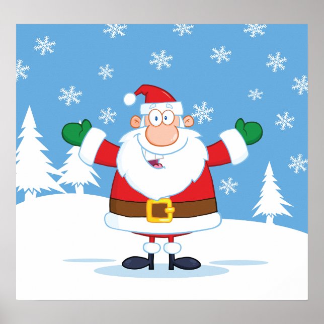 Santa Claus in Snowy Winter Scene Poster (Front)