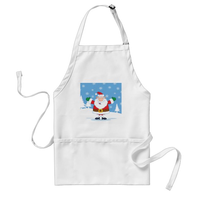 Santa Claus in Snowy Winter Scene Standard Apron (Front)