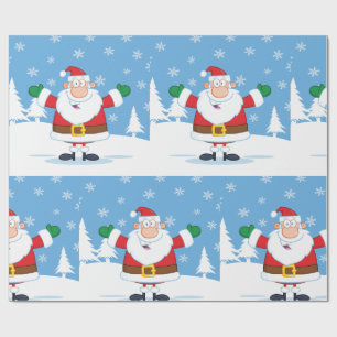Santa Claus in Snowy Winter Scene Wrapping Paper