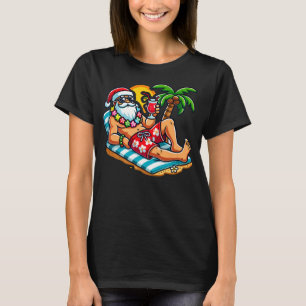 Santa Claus In Swim Trunks Christmas In July Beach T-Shirt