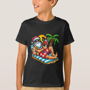 Santa Claus In Swim Trunks Christmas In July Beach T-Shirt