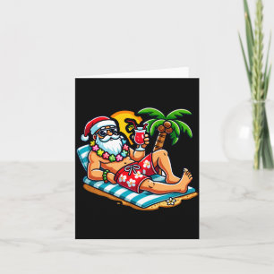 Santa Claus in Swim Trunks Summer Xmas Beach Party Card
