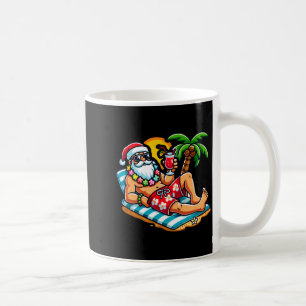 Santa Claus in Swim Trunks Summer Xmas Beach Party Coffee Mug