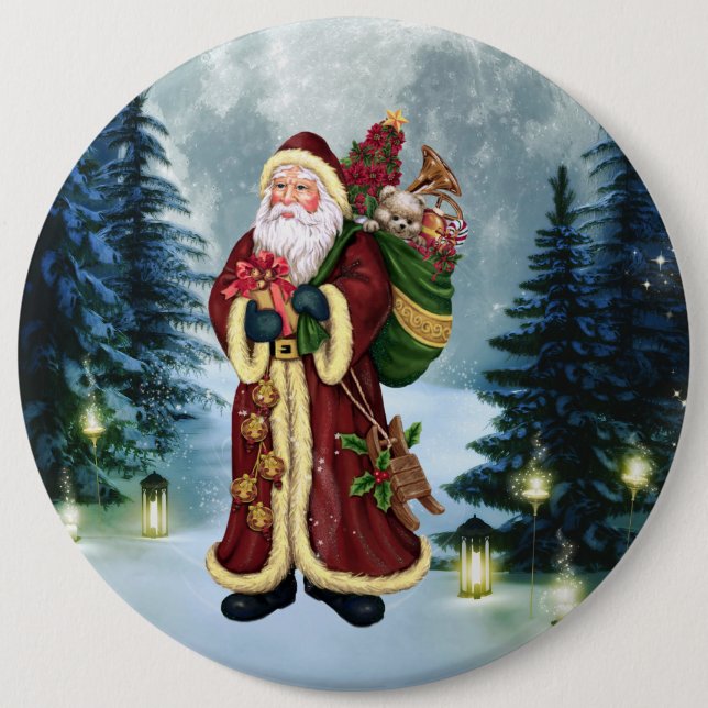 Santa Claus In The Forest 6 Cm Round Badge (Front)