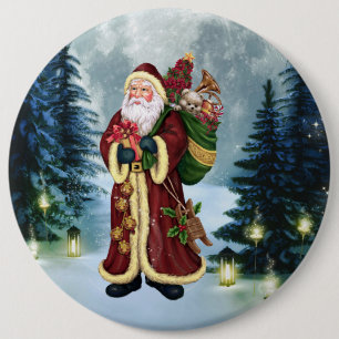 Santa Claus In The Forest 6 Cm Round Badge
