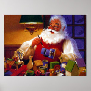 Santa Claus in Toy Shop Print