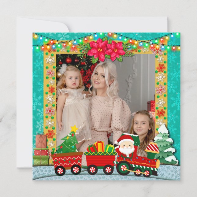 Santa Claus in Train, Christmas and holiday photo (Front)