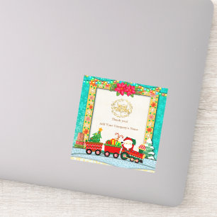 Santa Claus in Train with Gifts and Christmas Tree