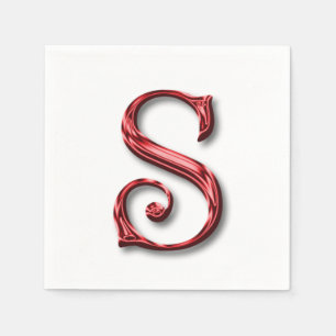 Santa Claus Initial Monogram Christmas Holiday Napkin