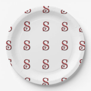 Santa Claus Initial Monogram Christmas Pattern Paper Plate