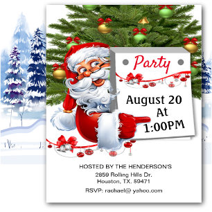Santa Claus Inviting All To Christmas Party Invit Invitation