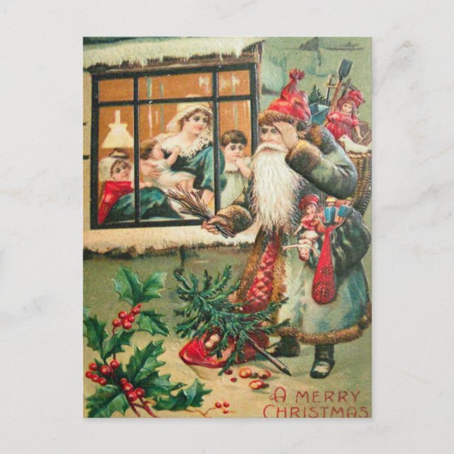 Santa Claus is at the Window Postcard (Front)