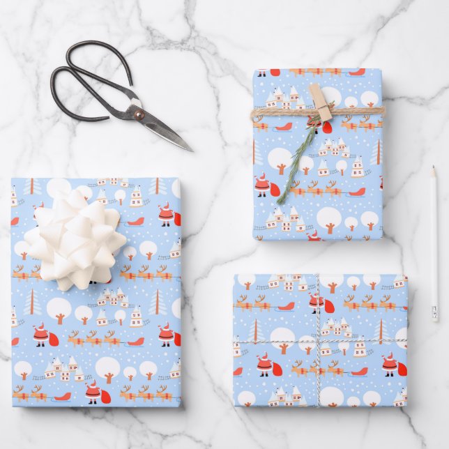 Santa Claus is Coming to Town Christmas Wrapping Paper Sheet (Front)