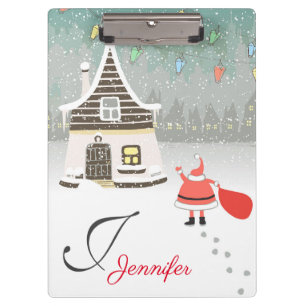 Santa Claus is Coming to Town Mongoram & Name Clipboard
