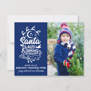Santa Claus is Coming to Town Photo Holiday Card