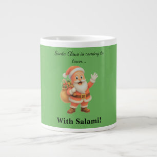 Santa Claus is coming to town.. With Salami! Large Coffee Mug