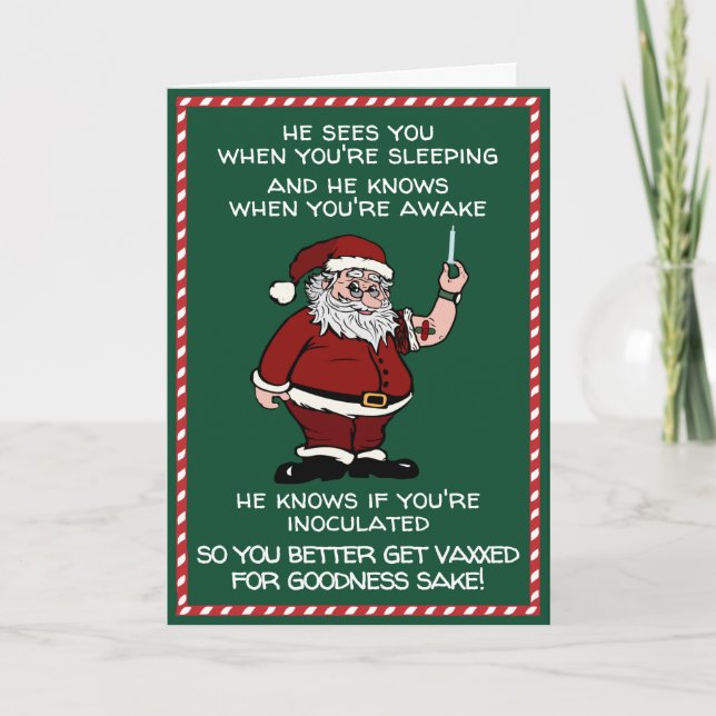 Santa Claus Is Coming To Town with the Vaccine Hol Holiday Card (Front)