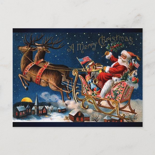 Santa Claus is Comming to Town Holiday Postcard (Front)