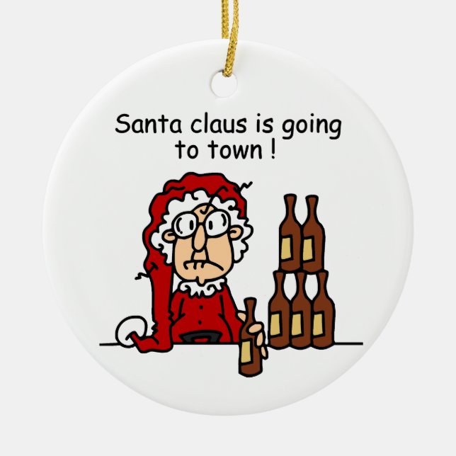 Santa Claus is Going to Town Ceramic Tree Decoration (Front)