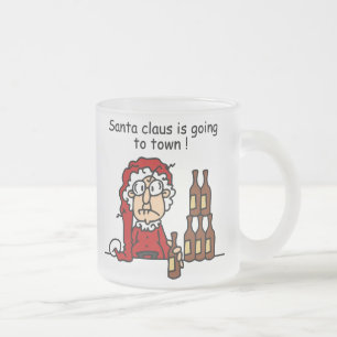 Santa Claus is Going to Town Frosted Glass Coffee Mug