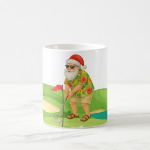 Santa Claus is golfing Christmas in July Coffee Mug