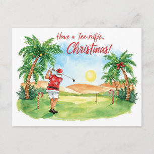 Santa Claus is golfing Christmas in July Postcard