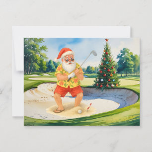 Santa Claus is golfing Christmas in July Postcard