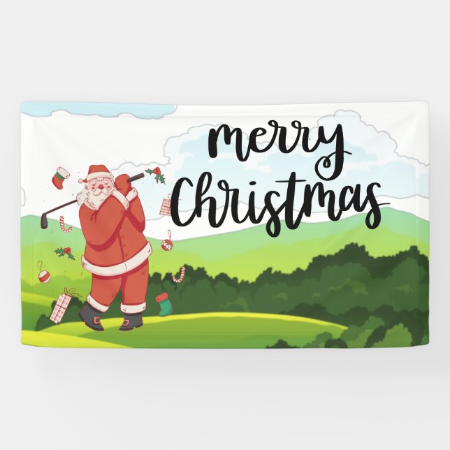 Santa Claus is golfing on Christmas Holiday     Banner (Horizontal)