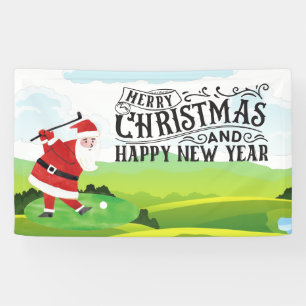 Santa Claus is golfing on Christmas Holiday     Banner