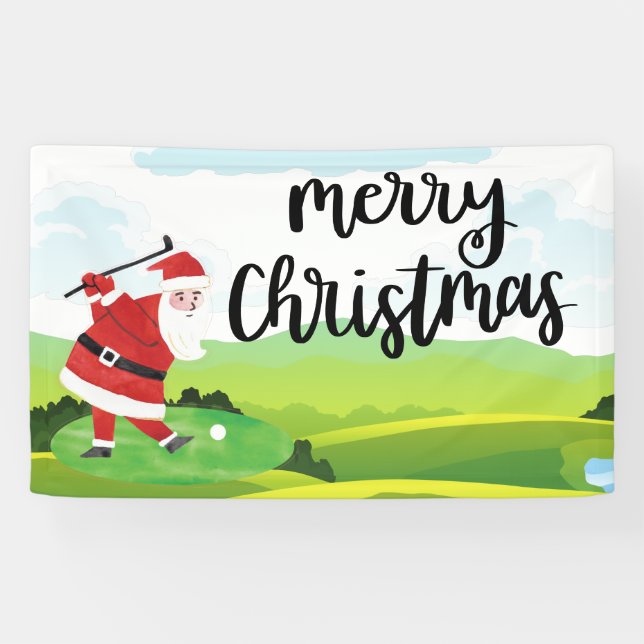 Santa Claus is golfing on Christmas Holiday     Banner (Horizontal)