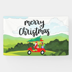 Santa Claus is golfing on Christmas Holiday     Banner