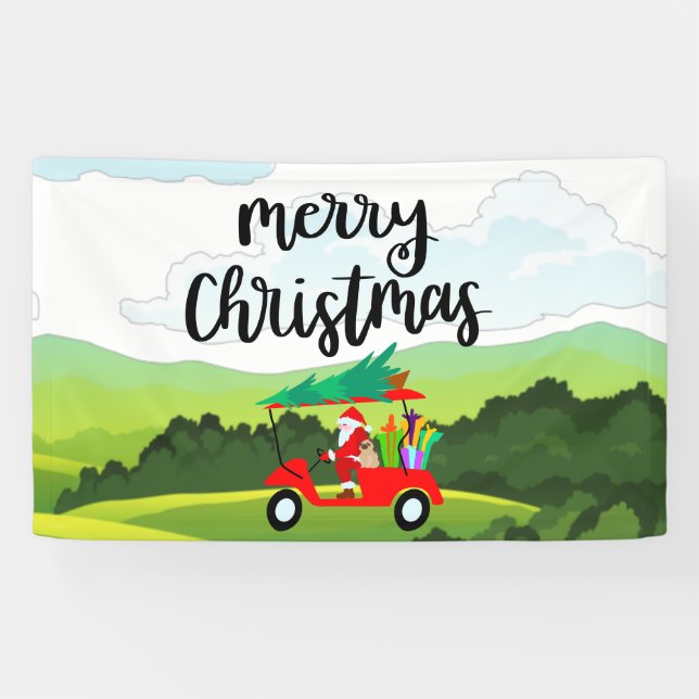 Santa Claus is golfing on Christmas Holiday     Banner (Horizontal)
