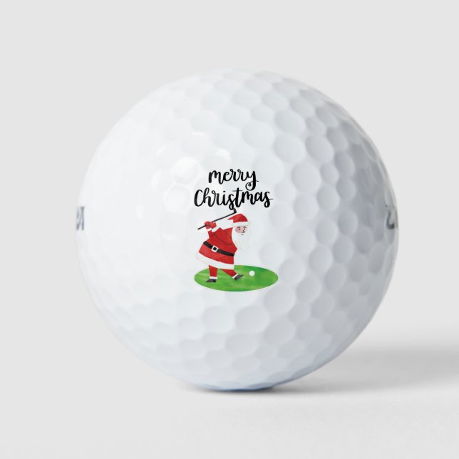 Santa Claus is golfing on Christmas Holiday   Golf Balls (Front)