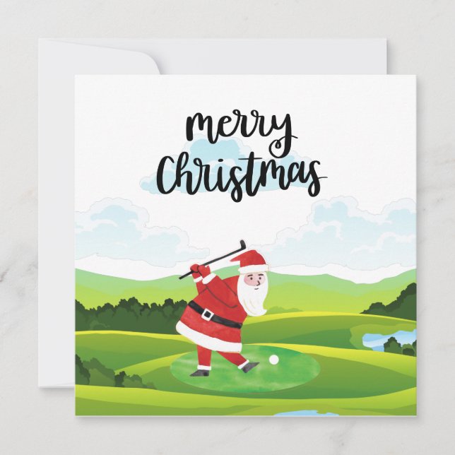 Santa Claus is golfing on Christmas Holiday      P Card (Front)