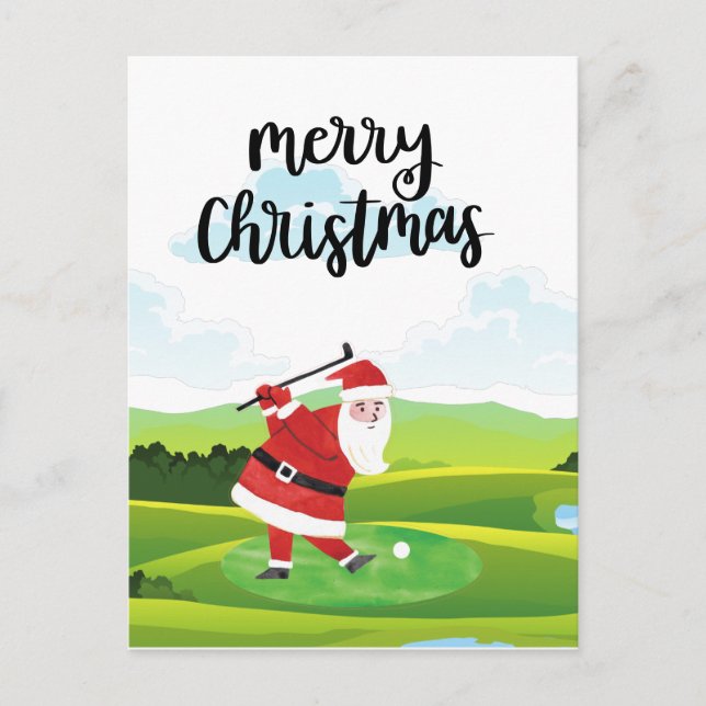 Santa Claus is golfing on Christmas Holiday      Postcard (Front)