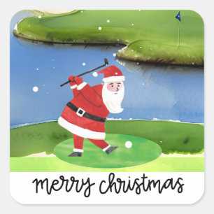 Santa Claus is golfing  Square Sticker
