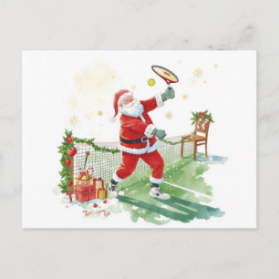 Santa Claus is playing tennis Christmas Holiday 