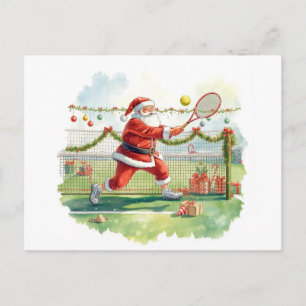Santa Claus is playing tennis Christmas Holiday 