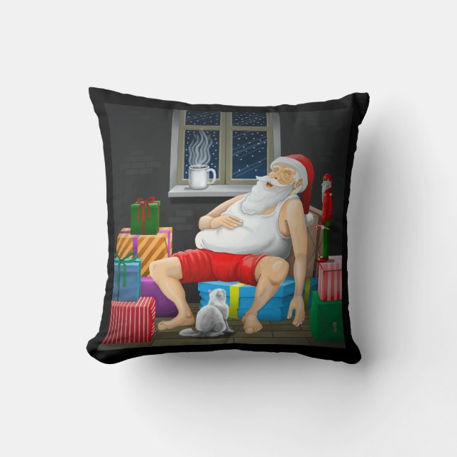 Santa Claus is taking a coffee break Cushion (Front)