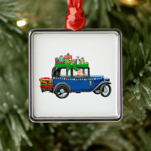 Santa Claus Jalopy Metal Tree Decoration