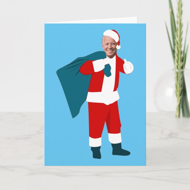 santa claus joe biden blue christmas invitation (Front)
